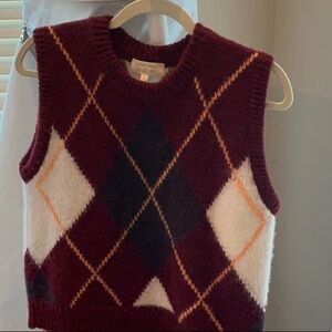 Sezane Luke Jumper Burgundy / Ecru - Size S